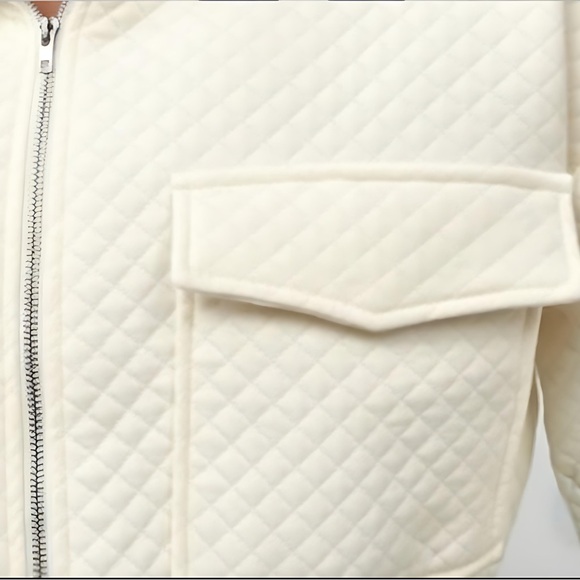 Flap Pocket Drop Shoulder Zip Up Crop Jacket - Picture 4 of 10